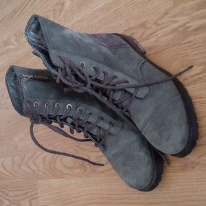 UGG Kilmer II Slate Suede Shearling Chunky Moto Combat Boots Woman's Siz…